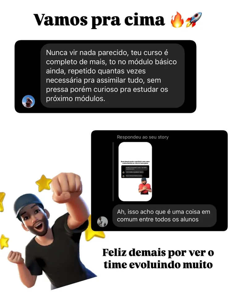 Print de depoimento de aluno da Shark Map School
