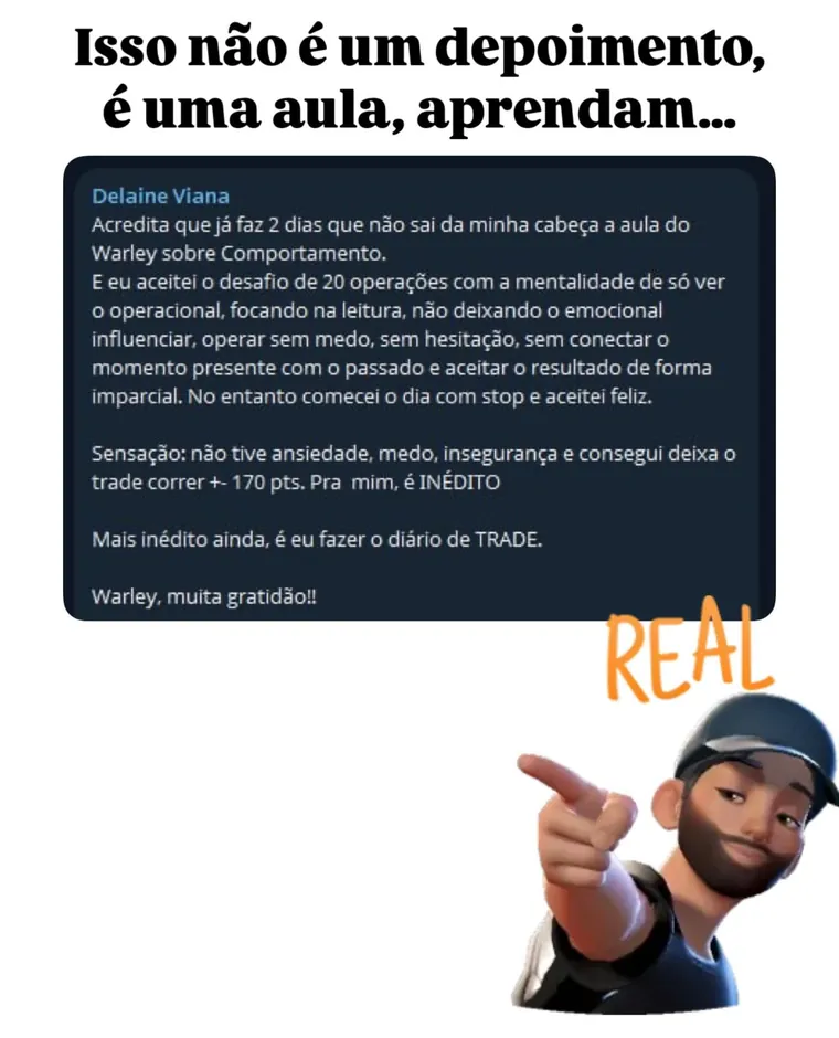 Print de depoimento de aluno da Shark Map School